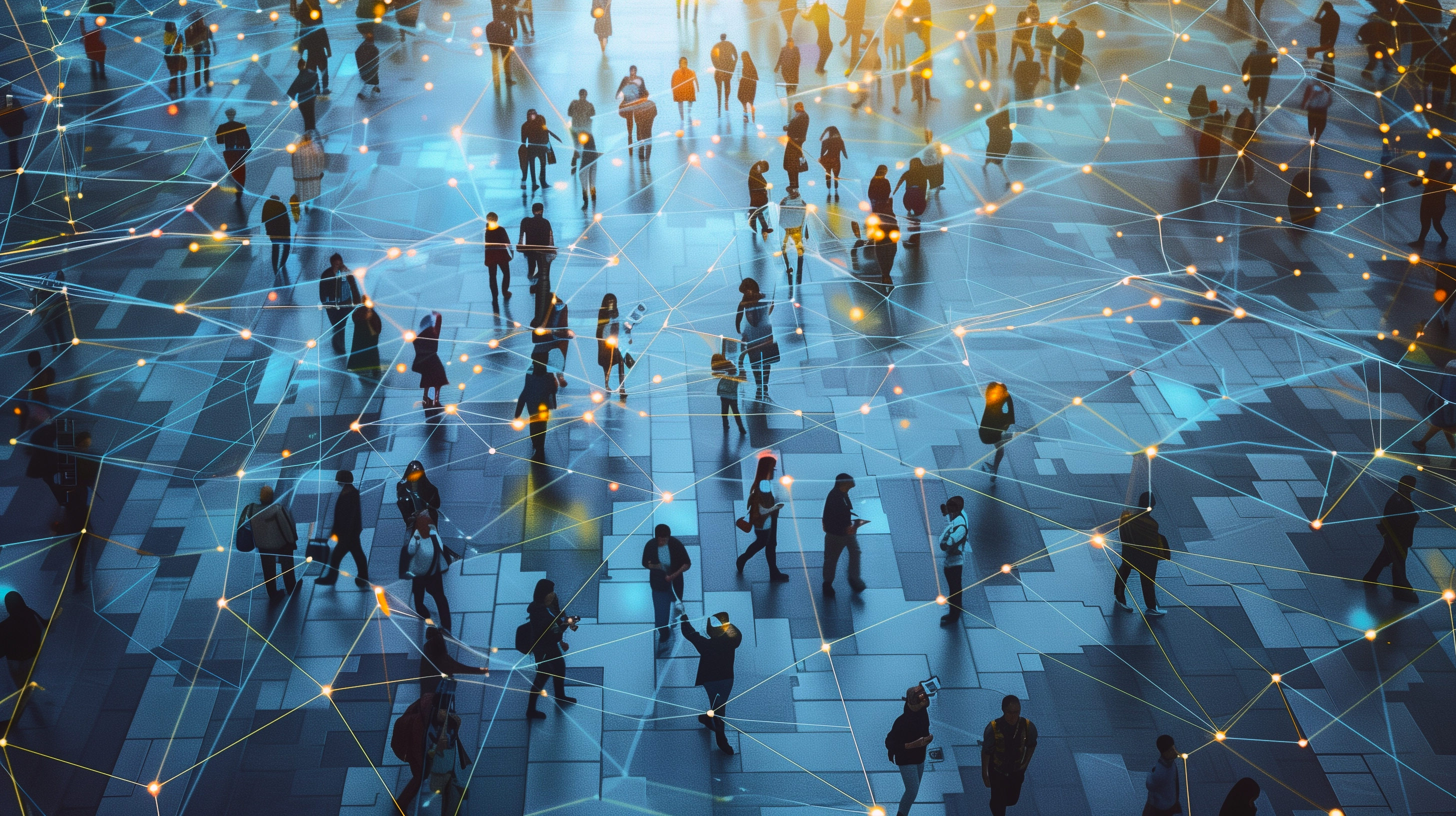 Decorative image depicting people who are connected